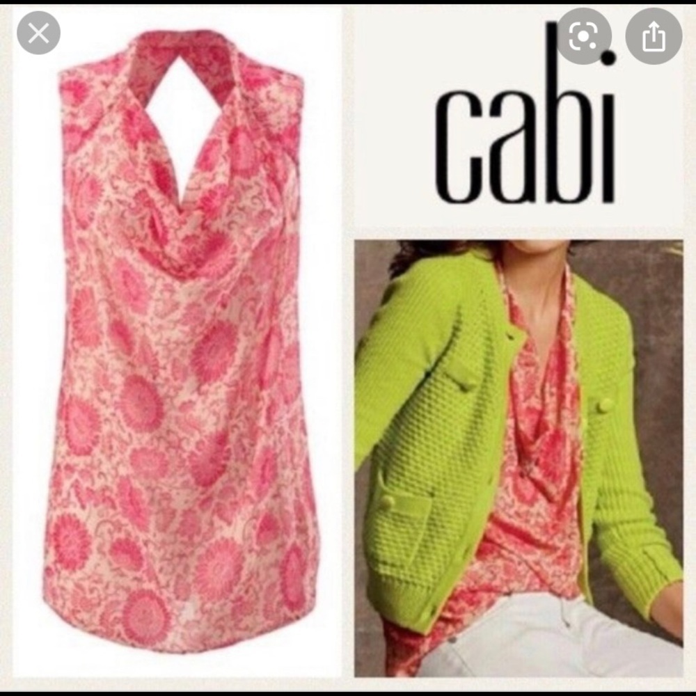 CAbi 5037 Sz XS Floral Drape Sleeveless Blouse